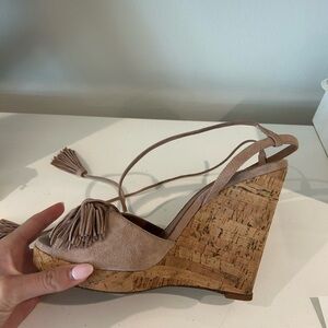 Aquazzura Tan Suede Wedge Sandals